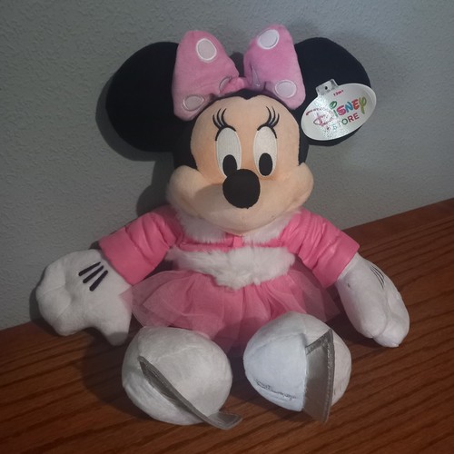 Minnie Mouse Disney Store Ice Skating Plush Cuddly Soft Toy 18" Pink