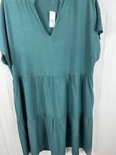 Gap Women's Dark Green Tiered V Neck Slip On Dress Size XL NWT