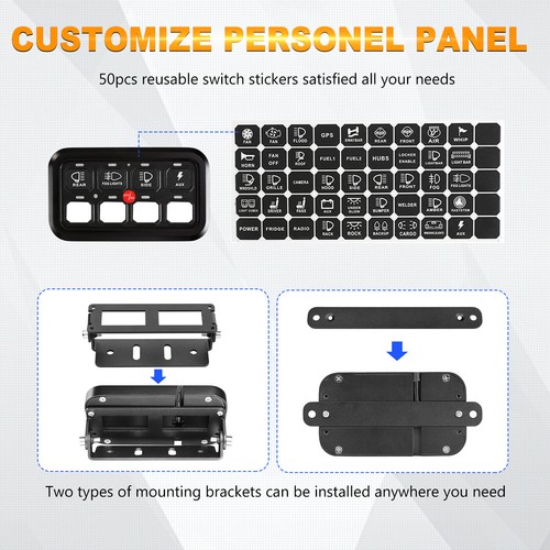 AUXBEAM 8 Gang Switch Panel Relay System On、Off Control Blue Backlit ATV UTV - Picture 6 of 12