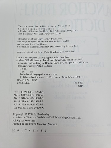 The Anchor Bible Dictionary, Volume 2 - Hardcover, by Freedman David Noel VG - Picture 6 of 7