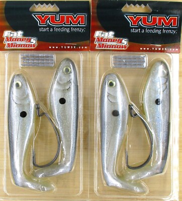 (2) Packs Yum 5'' Fat Money Minnow Swimbaits Hologram Black YFMM5929 Brand New