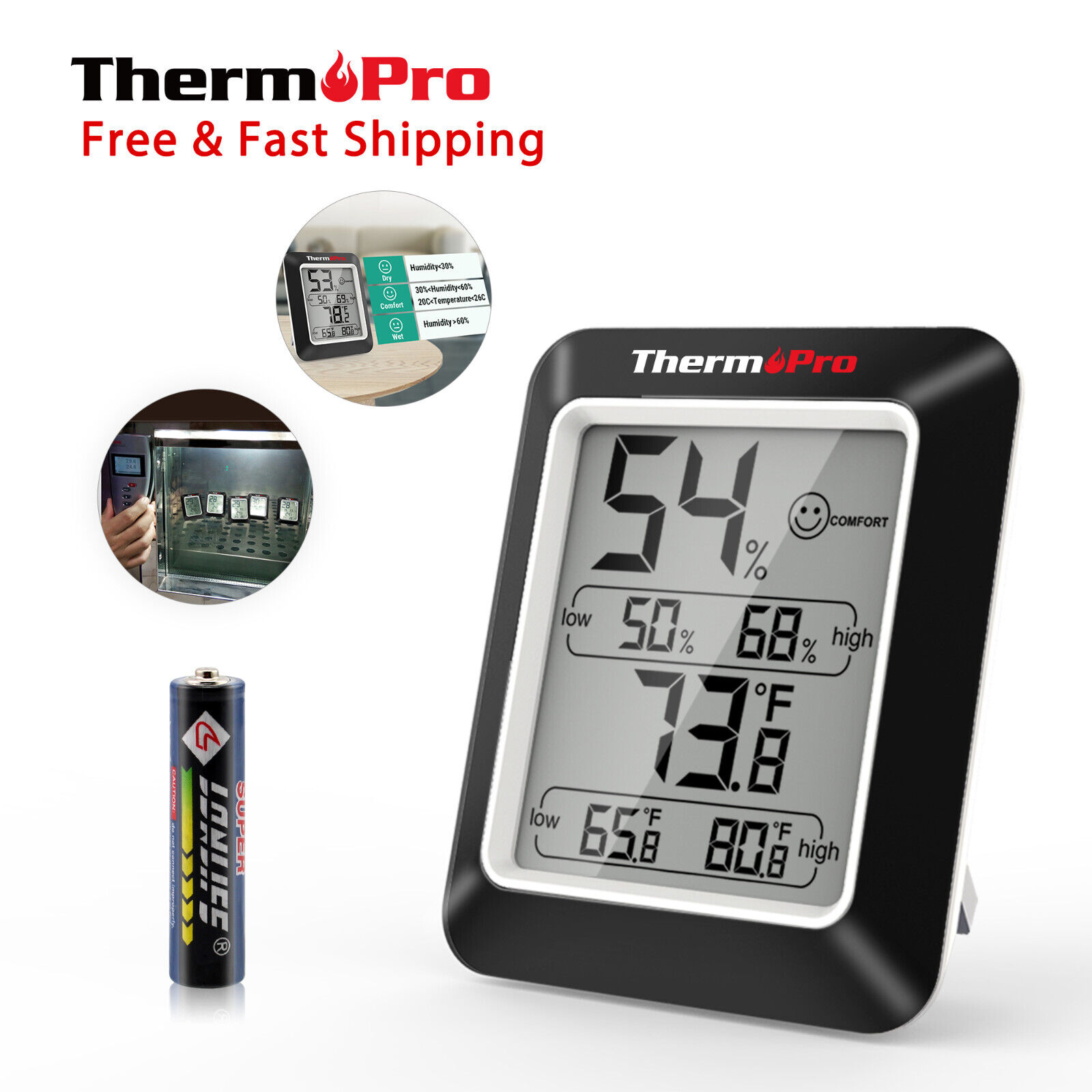 Thermopro Tp53w Digital Thermometer Indoor Hygrometer Temperature