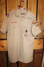 Boy Scouts of America BSA Men's Adult Shirt Small Tan Vented Poly Microfiber