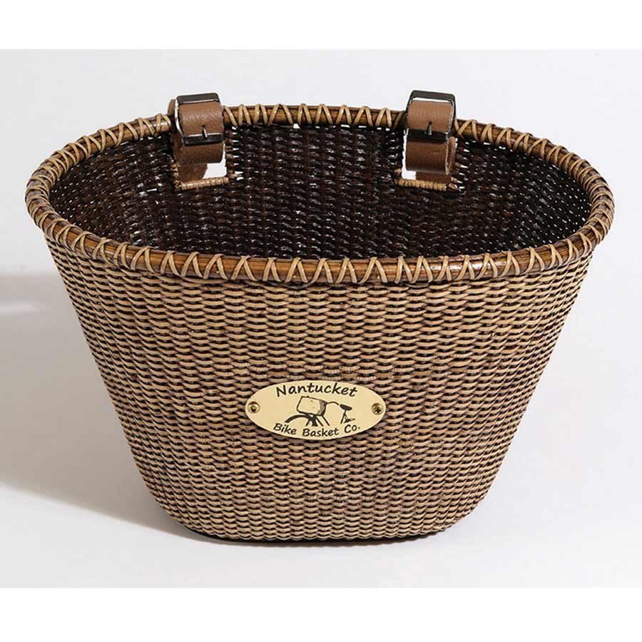 Nantucket Bicycle Lightship Oval Basket Stained + Leather Straps
