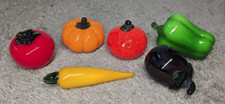 Vintage Hand Blown Art Glass Vegetables Lot of 6 Murano Style Decor