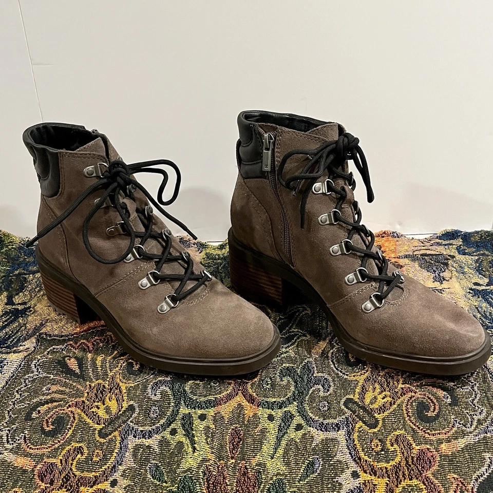 LUCKY BRAND Dareek Combat Boots Womens 9M Suede Leather CHUNKY Lug Soles Brown - Image 3 of 4