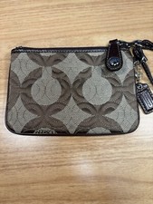 COACH Signature Brown Wristlet With Leather COACH Tag, Vintage, Pristine