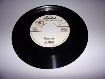 Ray Anthony: The Sleepwalker / Chubasco (Mexican Storm Song) 45 / 1956 Promo EX