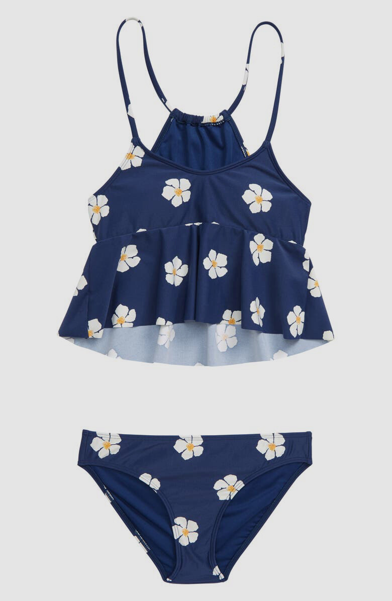 $54 O'Neill Kid's Girl's Blue Floral Tinley Two Piece Tankini Swimsuit Size  14