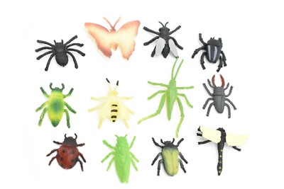 Insects, Pack of 12, Realistic Plastic Toy Bugs, All About