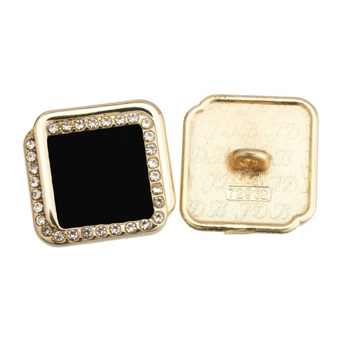 5pcs Square Gold Button with Rhinestones Fashion DIY Craft Decorative Accessory - Picture 2 of 5