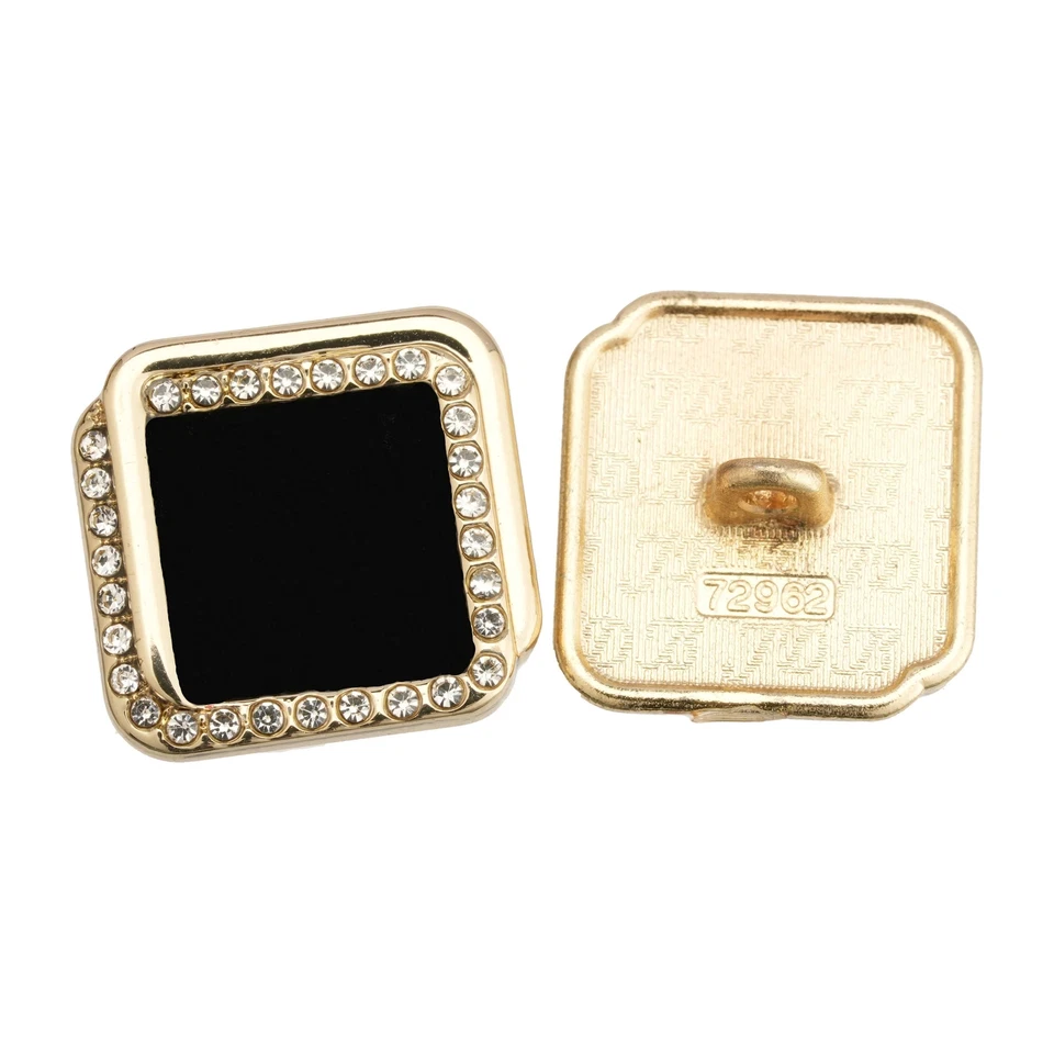 5pcs Square Gold Button with Rhinestones Fashion DIY Craft Decorative Accessory - Image 2 of 2