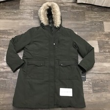 Lauren Ralph Lauren Green Olive 2xl Faux Fur Down Puffer Coat Jacke $360 Outwear