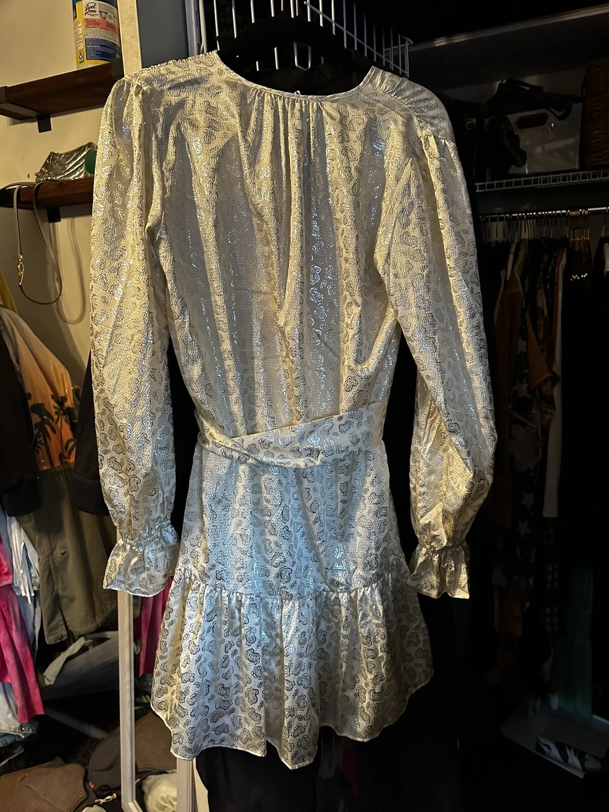 Abito a più livelli Michael Kors donna stampa paisley lamina collo a V taglia M