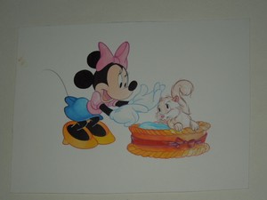Dettagli Su Walt Disney Minnie E Scoiattolo Disegno Colore E China Misura Cm 1200 X 2000
