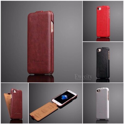 Luxury Flip Vertical Leather Back Front Case Cover For Apple iPhone Models