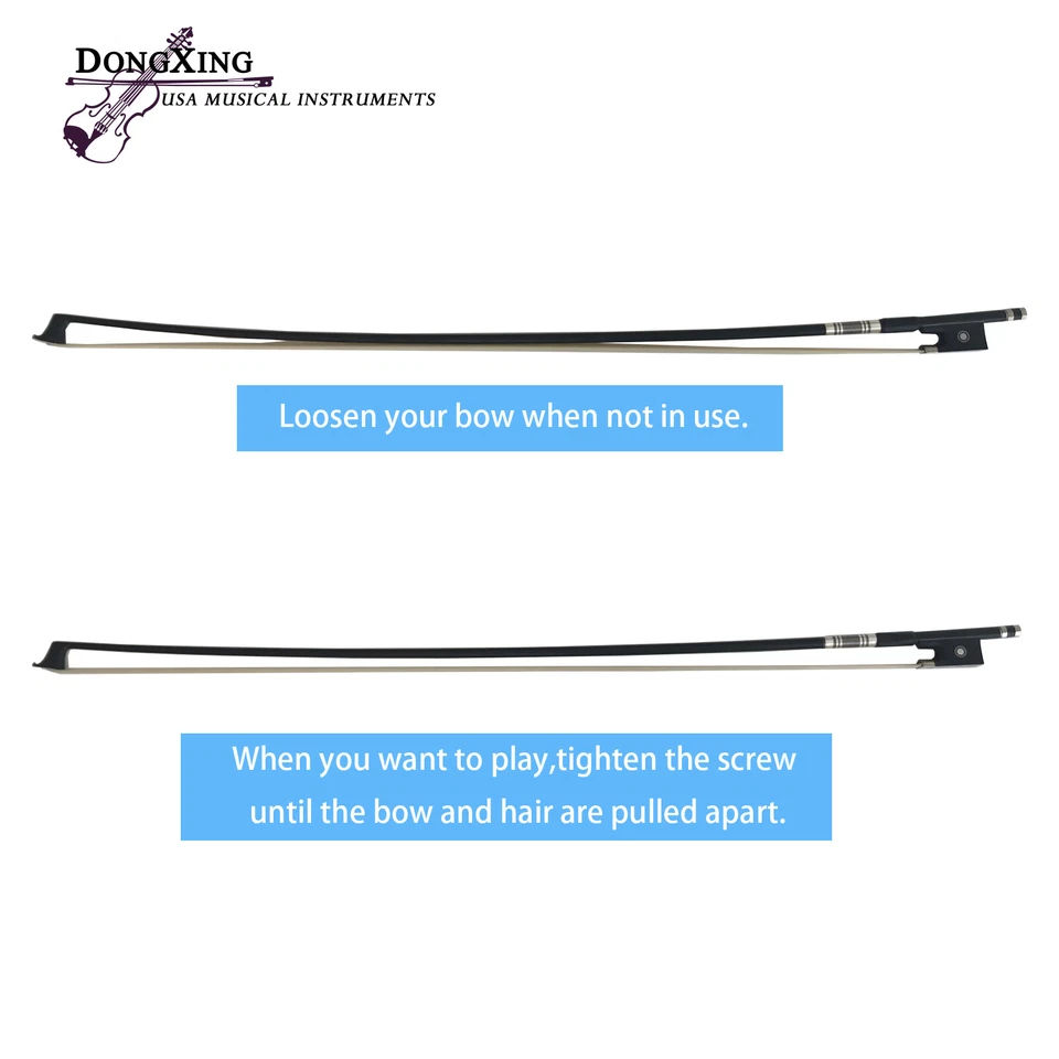 1/16 Carbon Fiber Violin Bow Natural Horsehair Ebony Frog Round Stick from USA - Image 3 of 4