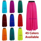 Women Lady Chiffon Pleated Retro Long Maxi Dress Elastic Waist Skirt | 45 Colors