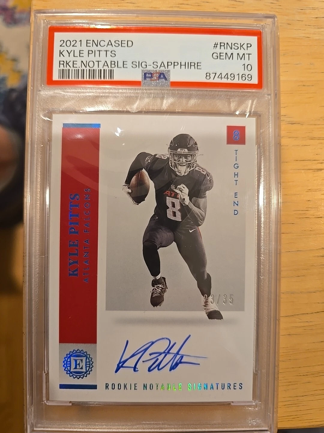 Kyle Pitts Panini Encased Rookie Notable Signatures #RNSKP Sapphire