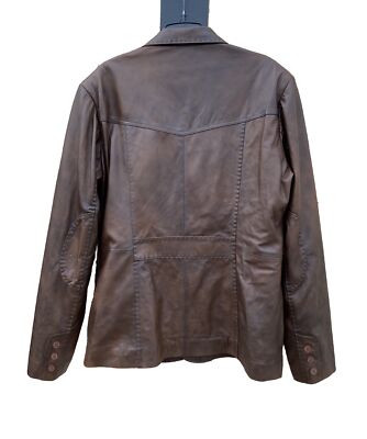 Vtg Giorgio Di Mare Genuine Leather Chore Jacket Brown XL Lined
