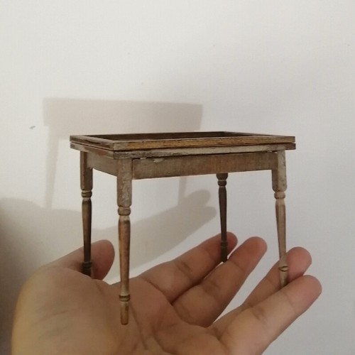 1/12 1/6 Scale Dollhouse Miniature Furniture Unfinished Dressing Table Stool Set - 第 10/11 張圖片