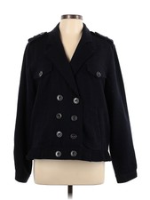 Leith Women Black Wool Coat L