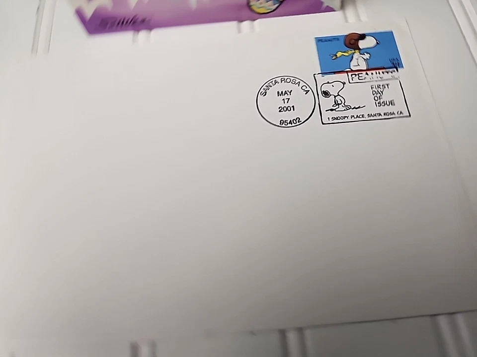 US Stamps SC# 3507 Peanuts 34c FDC 2001 w/ Vintage Snoopy Easter Card - Image 3 of 4