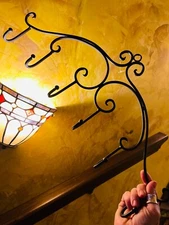 FLAT Black Iron Metal Rack Wall Mount 6 Hooks Kitchen POTS Utensils pans Hanger