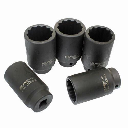 US PRO Tools 5pc 1/2" dr Deep Impact Hub Nut Socket 30, 32, 34, 35, 36mm B1431 - Picture 3 of 4