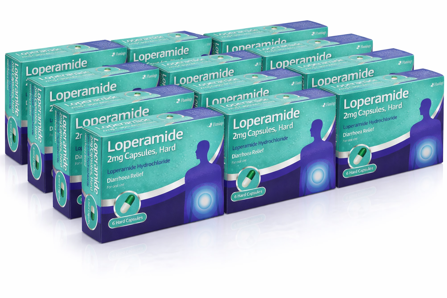 Lomodium Imodium Generic Loperamide 2mg Capsules Fast Diarrhoea Relief Flamingo ...