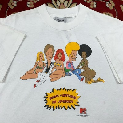 Beavis and Butthead Cartoon 90s Graphic Unisex White T shirt vtg NH21204
