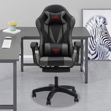 Gaming Chair Bluetooth Speaker Ergonomic Office Chair W/ Lumbar Pillow 5 Wheels