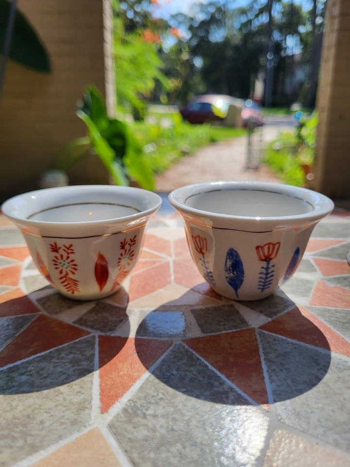 VTG 5 piece Ceramics Turkish Arabic Coffee Cups Set Gawa Cup Set Flower ...