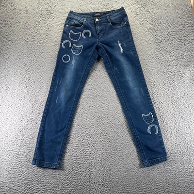 Siego Jeans Womens 27x28 Blue Cotton Denim Skinny Distressed Workwear Faded