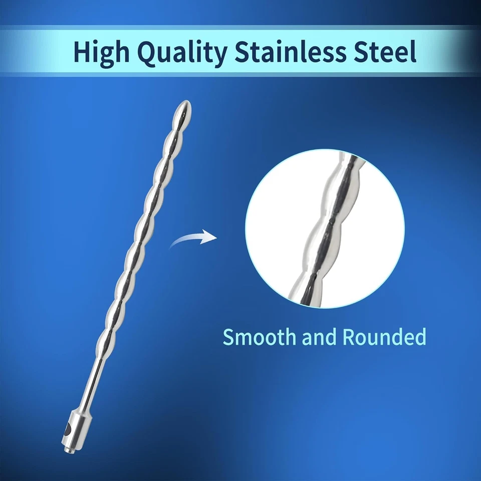 Metal Silicona Eléctrico E-stim Varilla de Sondeo Uretral Pene Plug Dilatador de Cuentas SM Foto 4 de 4