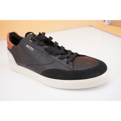 Ecco Womens Street Lite Luxe Leather Sneakers S Z 9 / 9.5 Black Brown Low Top
