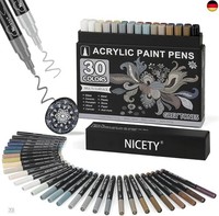 Nicety 30Pcs Acrylstifte FüR Steine Wasserfest - Multimarker Acrylmarker