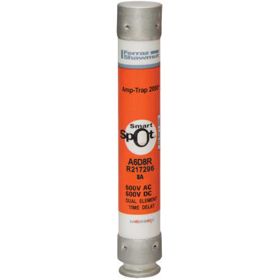 1PC MERSEN A6D8R Fuse, Time Delay, Visual Open Face Indicator, 200kA AC/100kA D