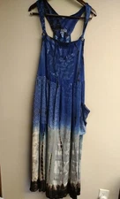 Citron Santa Monica Overall Dress Women's Size 2  Bohemian  Floral Tie-Dye Rayon