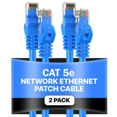 2-Pack - CAT5e Ethernet Cable Blue RJ45 UTP LAN Patch Cord 1.5ft 200ft Lot