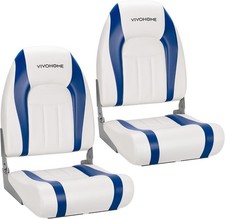 Folding High Back Boat Seats 2 Pack Waterproof Boat Captain Chairs 4 Mounting
