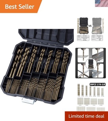 Cobalt Drill Bit Set for Hardened Metal and Stainless Steel, 99Pcs M35 High S...