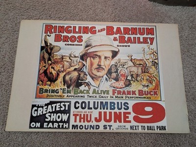 Vintage Ringling Bros And Barnum & Bailey Circus Poster Featuring Frank Buck