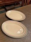 VINTAGE Pair of Sterling China Platters East Liverpool Ohio Desert Tan w/Stripes — photo 1