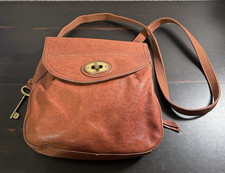 Vintage Fossil Crossbody Cognac Soft Leather Bag Purse Boho Key Preppy Classic