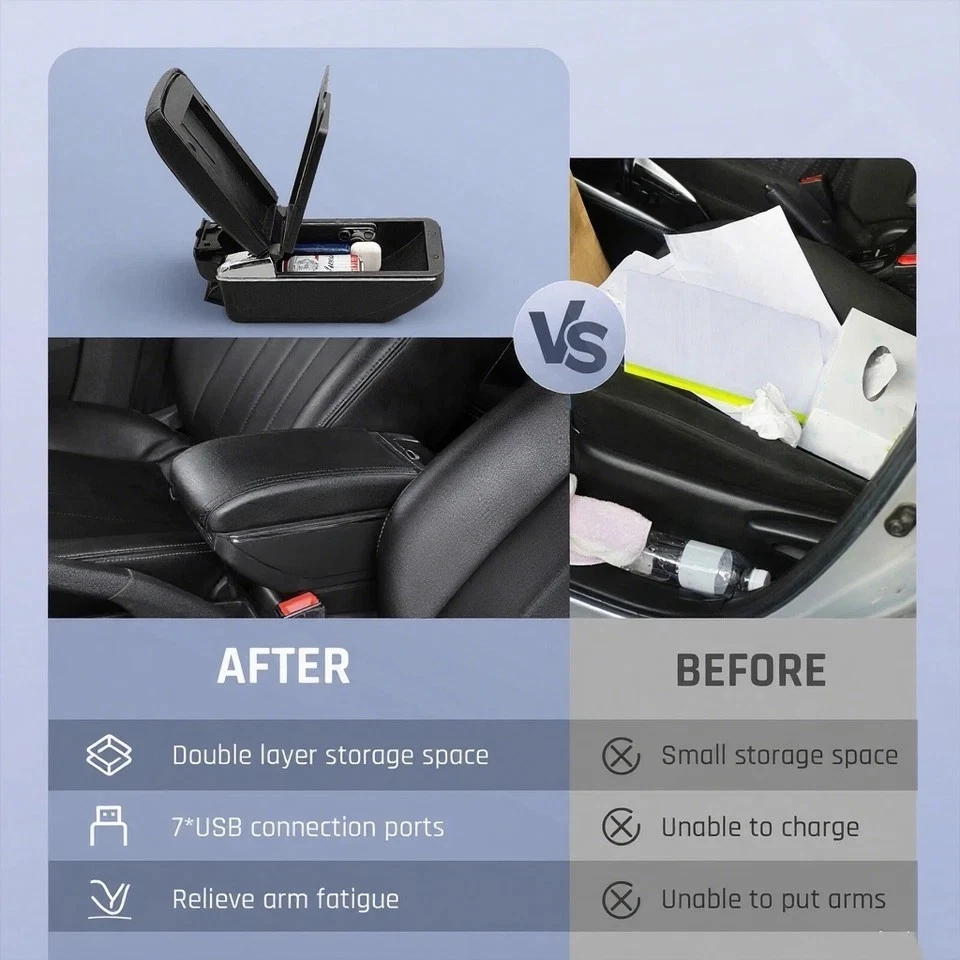 Caja apoyabrazos espacial doble capa apta para Renault Duster 2019-2022 con 7 puertos USB Foto 4 de 4