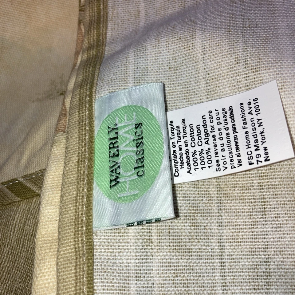 Discontinued Waverly Luxury Valance Curtain Tan Brown Green Palm Print Rare - Image 2 of 4