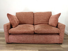 SOFA 2 Seater Red White Corduroy Fabric Removable Cushions FREE DELIVERY