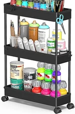 3-Tier Small Rolling Storage Cart Multi Purpose Utility Organizer PVC