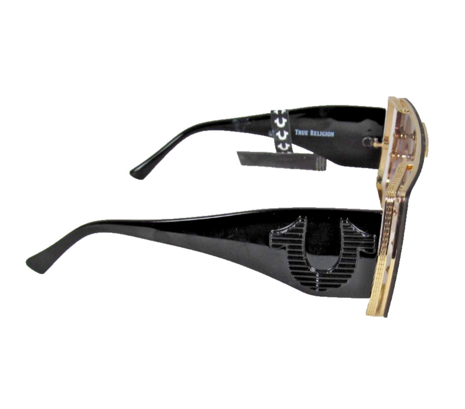TRUE RELIGION 1pc Lens Oversized Gold Rim Sunglasses Large Symbol Logo thumbnail 7